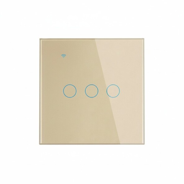 Сенсорный Wi-Fi выключатель Tuya трёхклавишный золотой - самый популярный умный выключатель
