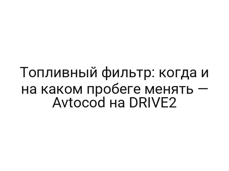 Топливный фильтр: когда и на каком пробеге менять — Avtocod на DRIVE2