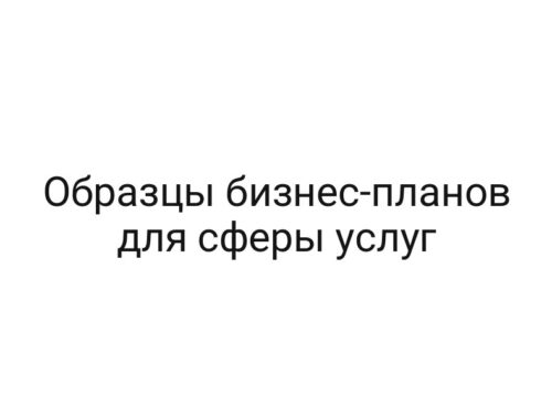 Образцы бизнес-планов для сферы услуг